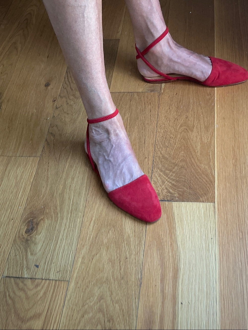 Calvin Klein Red Suede Pointed Slingback Flats